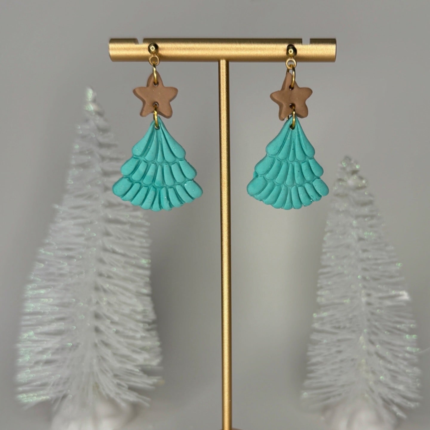 Teal Christmas Tree with Brown Star