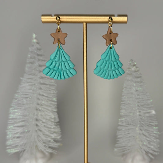 Teal Christmas Tree with Brown Star