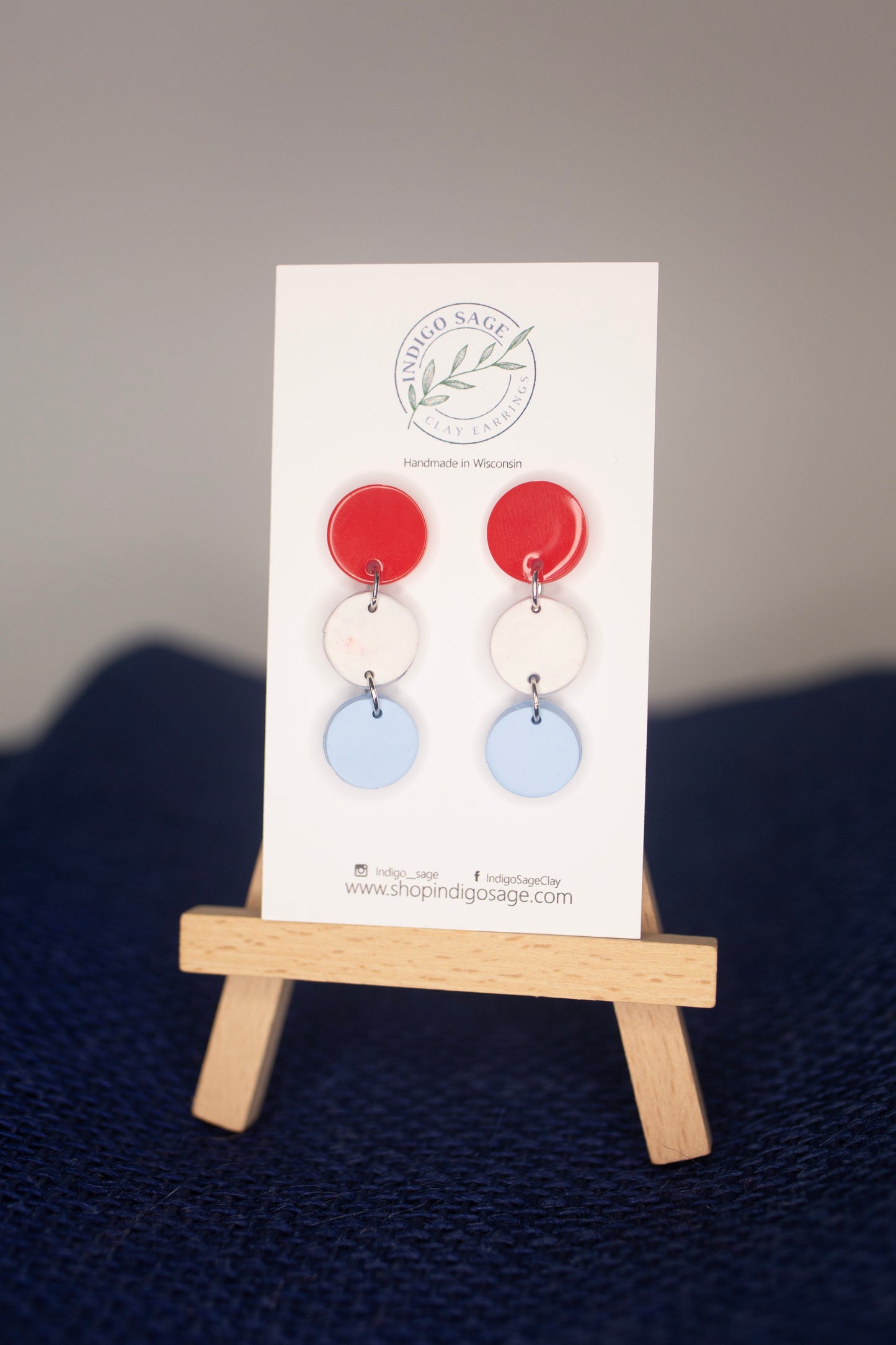 Red White & Blue Circle Dangle