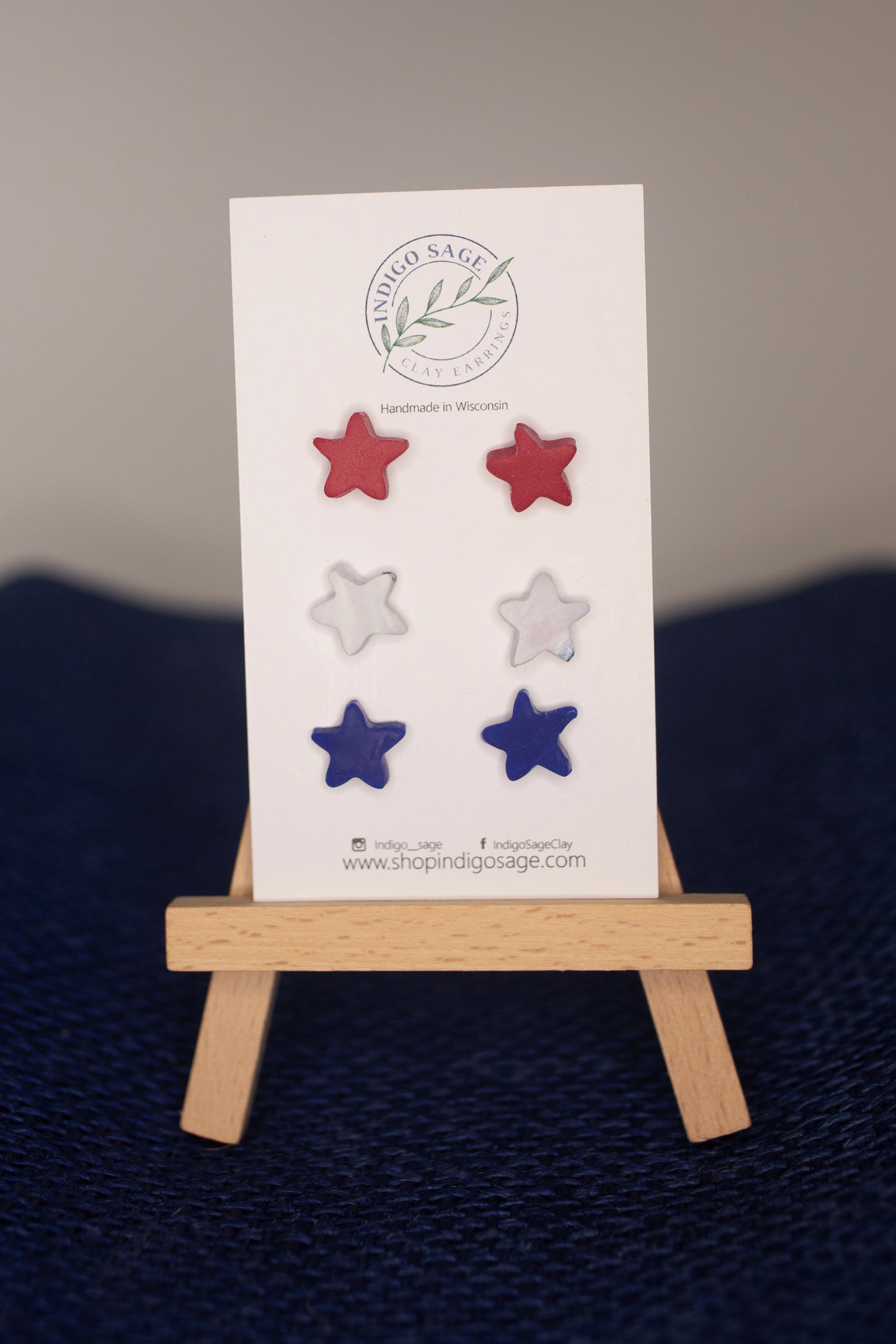 Red, White & Blue Star Studs